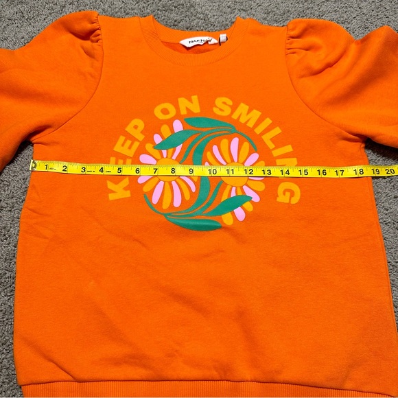 NAF NAF Paris Orange “Keep on Smiling” Flowers Sweater, Medium - Picture 3 of 7
